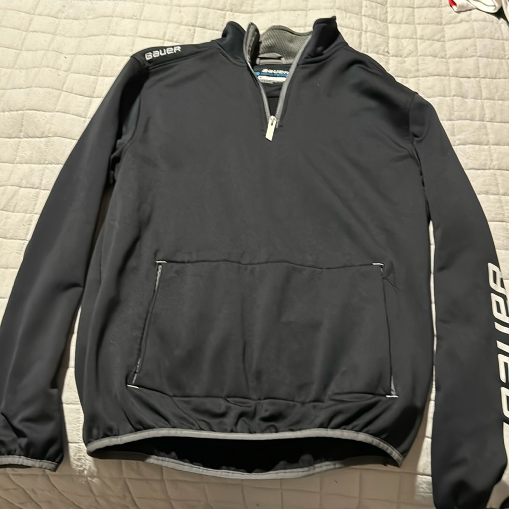 Bauer Team Black Coaches Quarter Zip Pullover with pocket size Large